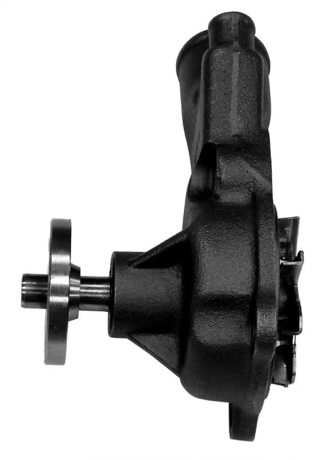 Complete Water Pump With Gasket Set side view showing cast iron body and precision shaft for heavy engines, factory tested.