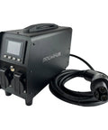 Plug And Play 3KW V2L Power Adapter Gun For Tesla Model 3 Y S X With Clear Lcd Display and heavy duty battery guard showing front view.