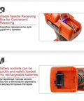 14.4V Cordless Rivet Gun With Rechargeable Lithium Battery showing waste needle receiving box for convenient use.