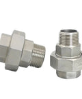 Stainless Steel 304 BSPT Pipe Fittings Set Heavy Duty All In One 5 Piece Male To Female Threaded Union Cast Live Connectors 1/4 inch