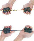 Hands holding a Polyester 3 Core Braid Fish Tape With Changeable Leader Tip No Rust 6mm Diameter Cable Puller 50ft Length
