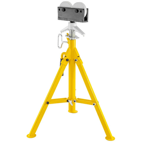 Rock Solid Roller Pipe Stand With Adjustable Height And Foldable Legs Handles One Eighth To Twelve Inch Steel Tubing Up To Two Thousand Five Hundred Pounds for pipe support