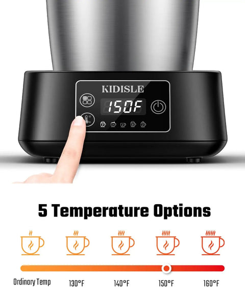 5 In 1 Milk Frother And Steamer With Adjustable Temperature 17 Oz Detachable Frother displaying temperature control