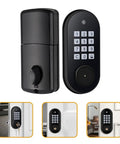 Hassle Free Keyless Entry Door Lock With Backlit Keypad And Automatic Deadbolt Solid Electric Access System For Front Doors Quick Install Super Smooth Operation with a sleek black finish and keypad.
