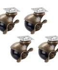 4Pcs Vintage Universal Furniture Casters With Dual Ball Bearing Setup Rock Solid No Sweat Install Design For Wooden Desks Cabinets And Chairs Butter Smooth Gliders in bronze finish with black wheels.