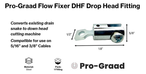 Pro-Graad Heavy Duty Down Head Fitting For Drain Snake compatible with 5/16 and 3/8 inch cables, made of steel.