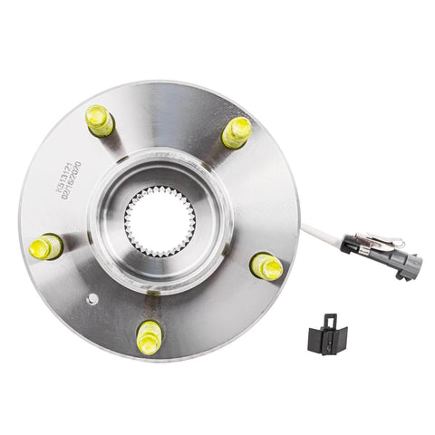 Front Wheel Hub and Bearing Assembly Replacement for 2000-2013 Chevrolet Impala, 5-lug design, ABS sensor wire, top view