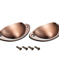 Solid As A Rock Copper Finish Carbon Steel Cup Handles Two Pack For Kitchen Drawers Dressers And Cabinets Easy Peasy Install with screws.