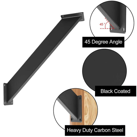 2 Pack Heavy Duty 45 Degree Angle Wood Beam Support Brackets For Deck DIY Projects Black Galvanized Steel Pergola Construction Kit Strong Structural Brackets For Outdoor Build