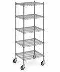 Built Tough Mobile Wire Shelving Unit Five Tier Commercial Storage Rack Nsf Certified Warehouse Organizer With Heavy Duty Casters For Smooth Rolling Matte Black Finish, metal wire construction.