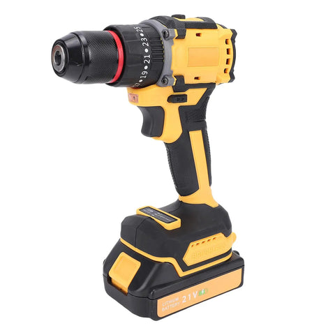 Heavy Duty Workhorse 21V Cordless Impact Driver And Power Drill With 40 Nm Torque 550W Motor side view with battery attachment