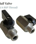 Heavy Duty Carbon Steel Ball Valve For Air Compressor And Home Plumbing with 1/4 BSP thread and smooth handle, close-up view.