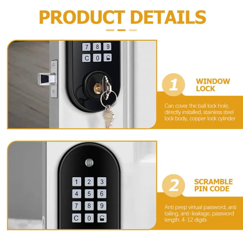 Electronic Keypad Deadbolt Lock Backlit Touchscreen Keyless Entry For Wooden Doors Self Latching Code And Key Override with keys and pin pad