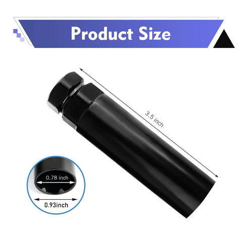 Heavy Duty 6 Spline Lug Nut Socket For Car Wheel Lock Removal Tool Offering Gritproof Grip And Quick Release Action Works Like A Charm On 13/16 And 7/8 Inch Hex Wrenches Shop Spec Gear showing size of 3.5 inches.