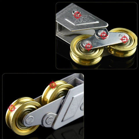 Heavy Duty Stainless Steel Double Wheel Pulley Track Rollers For Cupboard Pantry And Bathroom Sliding Doors Glides Like Butter detailed view.