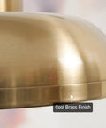 Close-up of Mid Century Modern Gold Semi Flush Ceiling Light With Frosted Glass Diffuser showing cool brass finish