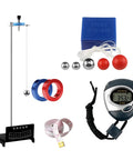 Pro Grade Metal Pendulums Experiment Set for Physics Classrooms and Labs including stopwatch, rings, and measuring tape