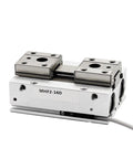 Heavy Duty Low Profile Air Cylinder And Parallel Gripper Compatible With Mhf Series Systems smooth rail slide action and metal design.