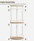 Three Tier Lazy Susan Rotating Spice Rack Featuring Smooth Ball Bearing Turntable System For Hassle Free Pantry Access White Natural Wood Countertop Organizer showing simple assembly details.