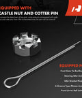 Castle nut and cotter pin from Drop Dead Reliable 13 Piece Front Suspension Overhaul Kit for Chevy Silverado and GMC Yukon.