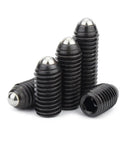 Real Deal Spring Ball Plunger Set Screws M5X20mm Grade 12.9 Black Steel Hex Socket Allen Drive 20 Piece Heavy Duty Kit showing M5x20mm plungers with a rounded tip.