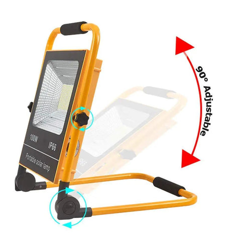 Kickass Portable Rechargeable Solar Led Flood Light With Ip65 Weather Sealing And Rip Roaring 2700 Lumens Glow, adjustable design.