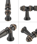 Premium 10 Pack 3 Inch Center To Center Oil Rubbed Bronze Cabinet Pulls Featuring Smooth Rounded Grip in close-up view.
