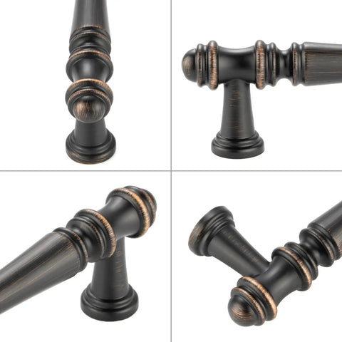 Premium 10 Pack 3 Inch Center To Center Oil Rubbed Bronze Cabinet Pulls Featuring Smooth Rounded Grip in close-up view.