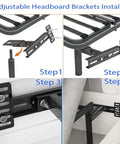 Game Changing Adjustable Headboard Brackets For Metal Bed Frame With Footboard Extension Kit installation steps on a bed frame.