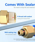 50 Piece Pneumatic Air Hose Fittings Kit With Push To Connect Connectors In 4mm 6mm 8mm 10mm 12mm Sizes And Thread Options One Quarter One Half One Eighth Three Eighth M5 For Quick Easy DIY Assembly In Workshop And Garage, brass fittings with sealant ring