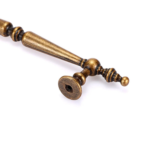 Solid Antique Brass Cabinet Pulls 5 Inch Drawer Handles 5 Pack Vintage Zinc Alloy Furniture Hardware Retro Bronze close-up view