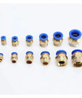 Complete Pneumatic Air Connector Fittings Set In D Kit Includes Hose Quick Connectors In Four, Six, Eight, Ten, And Twelve Millimeter Sizes With Threads From One Eighth Inch To One Half Inch Sixty Piece Box brass pneumatic fittings
