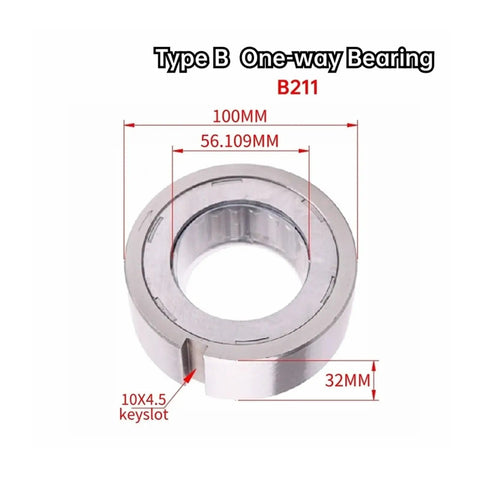 Straight Fire One Way Clutch Bearing B211 Cam Needle Roller With Keyway 56.109X100X32mm displaying precise dimensions and keyslot details.