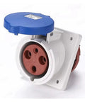 Industrial Waterproof Plug and Socket Connector with surface installation, 3 holes, flame retardant shell, 16A, blue cover