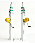 Badass Aluminum Telescopic Mast Extending Three To Nine Meters Tall Slick Hand Crank Winch Rig for cameras, with yellow hand crank.