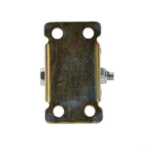 Top Tier V Type Nylon Groove Roller Pair With Galvanized Steel Track Pulley, front view of steel mounting plate for heavy doors.