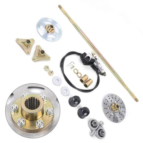DIY 29 Inch Rear Axle Assembly Kit For Go Karts And Mini Bikes With Live Axle 740mm Wheel Hub Brake Assembly And Pillow Blocks