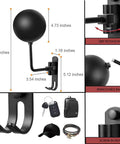 180 Degree Rotating Motorcycle Helmet Rack Wall Mount Heavy Duty Metal Helmet Holder With Two Hooks measurement details
