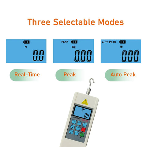 Tough As Nails Heavy Duty Digital Force Gauge 100N Push Pull Tension Compression Tester display with selectable modes in N, Kg, and lb.