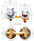 Multi Way Brass Shower Mixing Valve With Ceramic Cartridge Cold And Hot Water Diverter For Tub And Overhead Sprayer Bathroom Plumbing Fixture showing detailed dimensions and chrome finish.