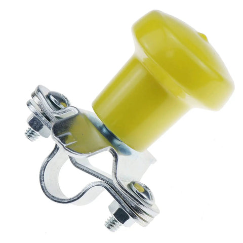 Top Shelf Yellow Vinyl Steering Wheel Spinner Knob With Ball Bearing for lawn tractors, featuring metal mount for easy installation.