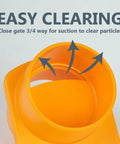 Powertec 4 Inch Integrated Blast Gate System With Patented Valve And Y Fitting For Dust Collection featuring a close-up view of an orange blast gate.