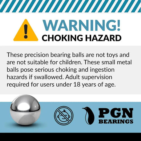 Warning about choking hazard for Top Shelf Carbon Steel Precision Balls 5/16 Inch G500 Grade Badass Durability.