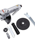 Heavy Duty 4 Inch Pneumatic Air Angle Grinder Spinning At 11000 RPM Smashes Through Rust And Scale Effortlessly with attachments.