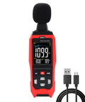 Sound Level Data Logger With Real Time Decibel Readouts 30 To 130 dB Range, Audible And Visual Alarm, PC Export Of 1999 Data Groups, Temperature Reading, Analog Bar Indicator, And Easy Windows Software device with USB cable