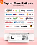 4x6 Bluetooth Thermal Label Printer For Shipping Labels And Small Business Use Wireless Printing For Packages At Home Or Office Compatible With iPhone Android iPad MacOS Windows Via Bluetooth Or USB No Ink Pink displaying supported platforms