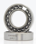 6902 High Temp Thin Section Ball Bearing 15X28X7mm Two Pack showing steel ball complement for industrial machinery use.