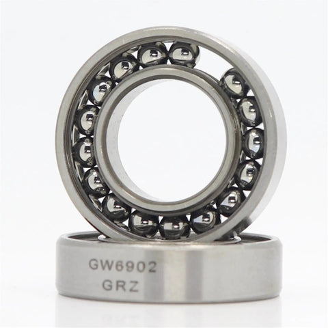 6902 High Temp Thin Section Ball Bearing 15X28X7mm Two Pack showing steel ball complement for industrial machinery use.