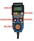 USB Handwheel Controller For CNC Machines with display LCD and switches for axis, speed, power; MPG 100PPR dial visible.