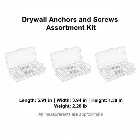 All Purpose Wall Anchors And Screws Kit with Yellow Plastic Plugs and Stainless Steel Screws shown in open storage box